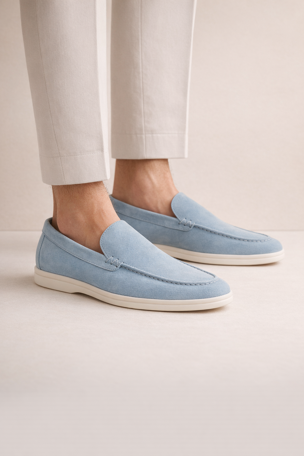 Lorenzo Suede Loafers Light Blue