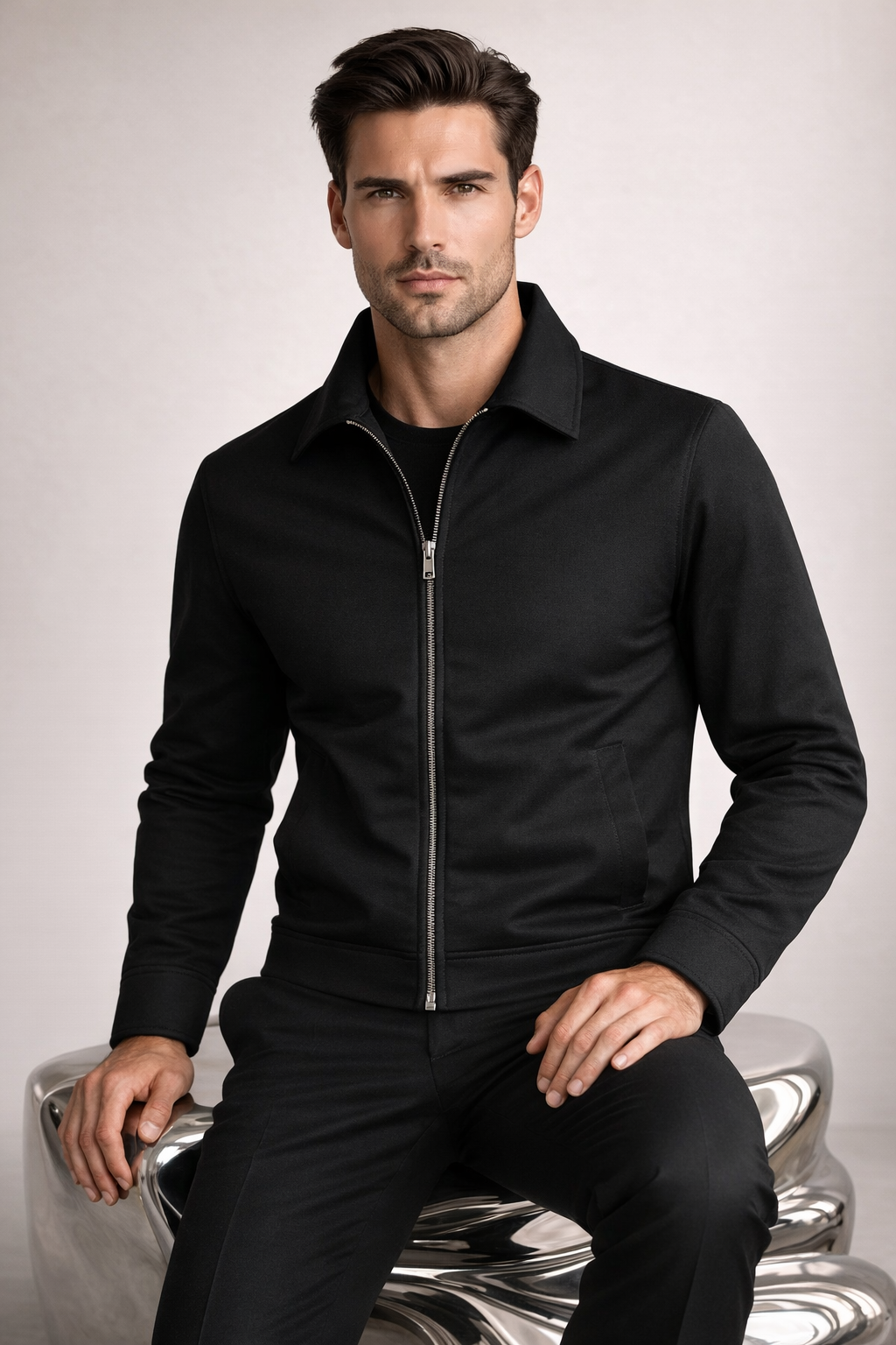 Pietro Lightweight Zip Jacket Black