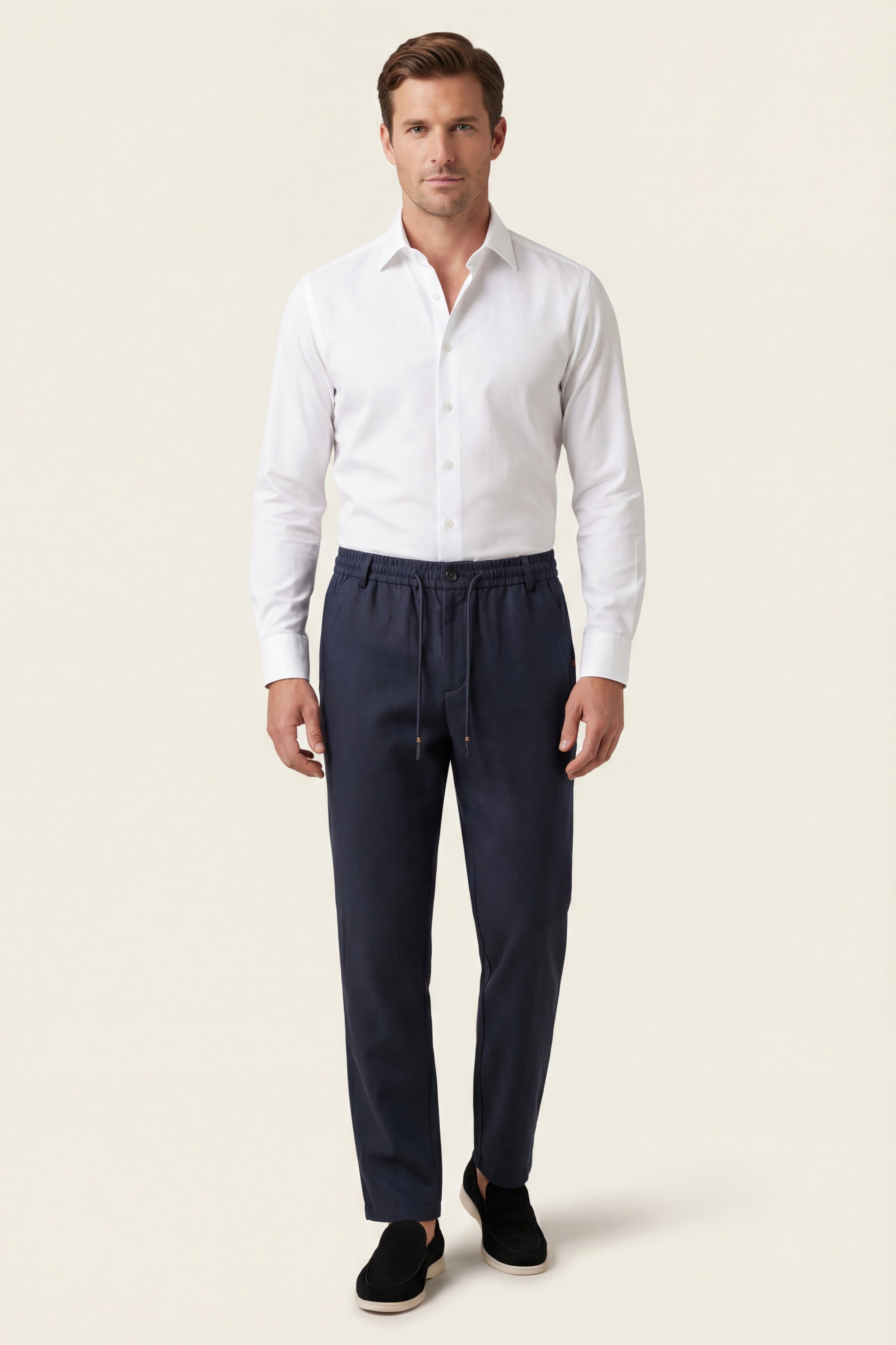 Monteria Stretch Linen Trouser Navy