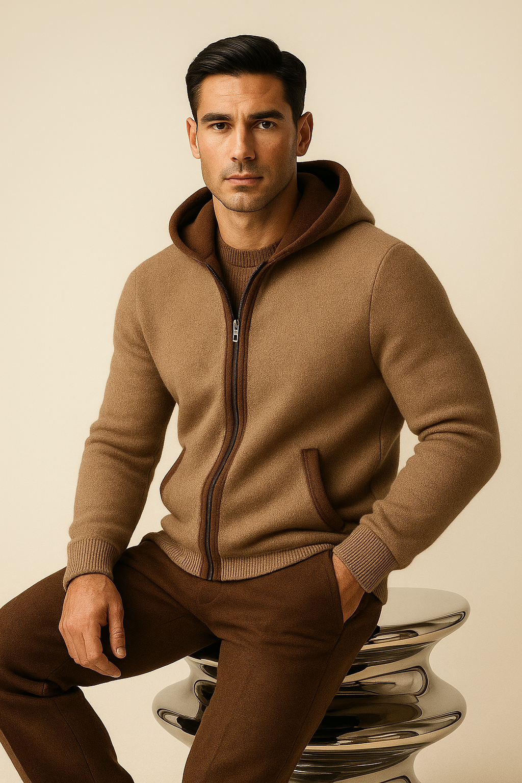 Sorano Hooded Cardigan Brown