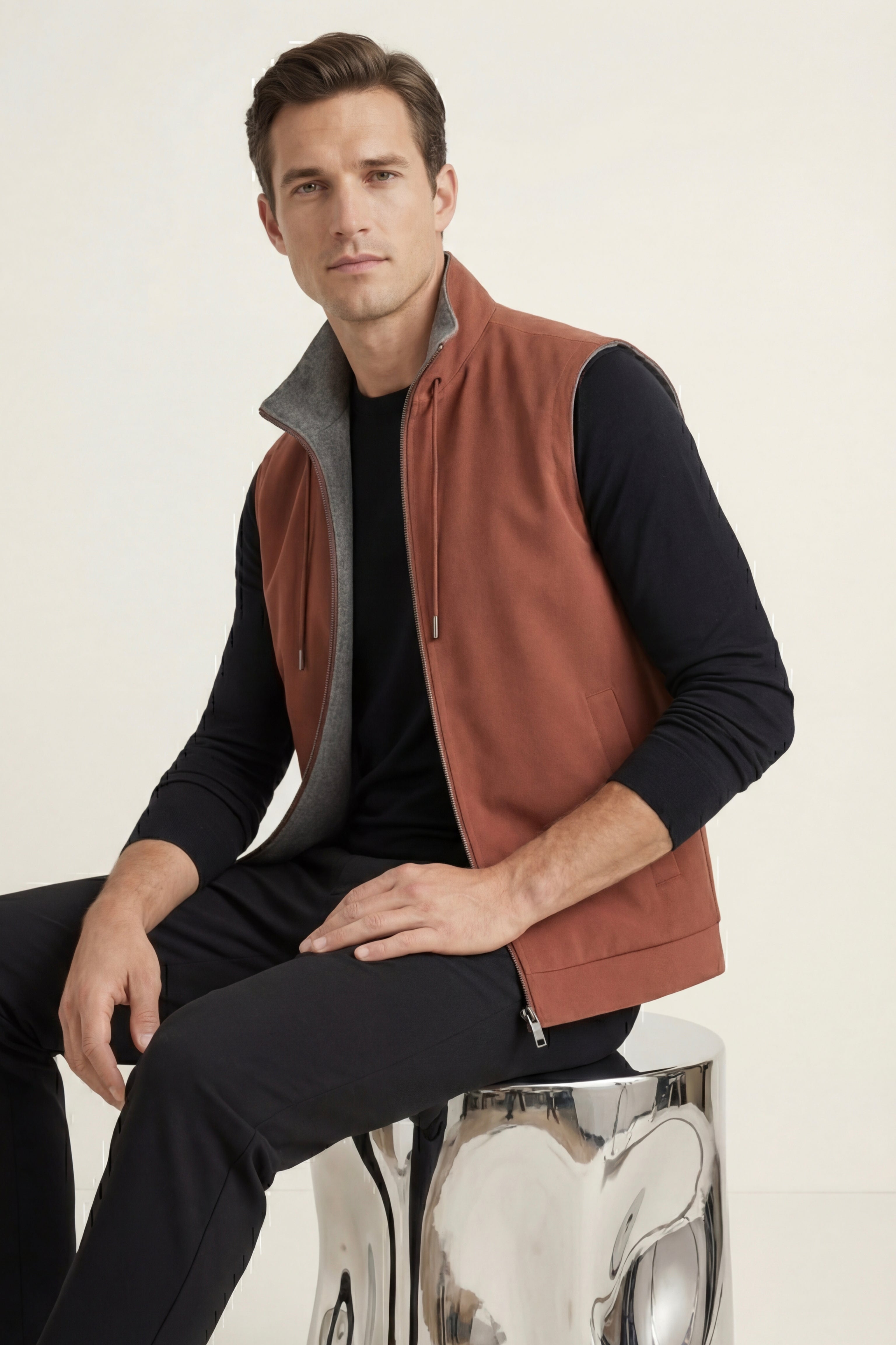 Lorenzo Reversible Vest Terracotta