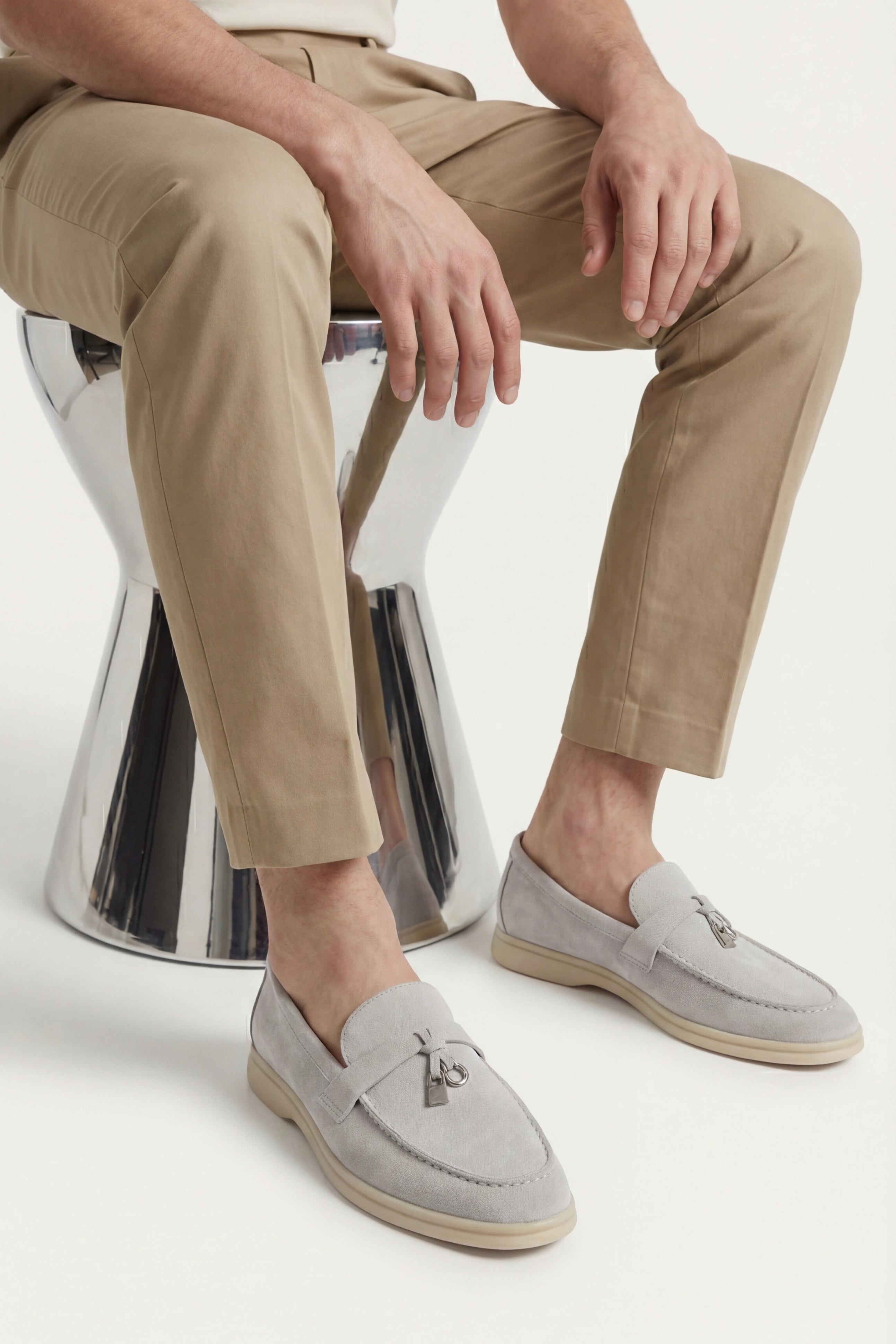 Lorenzo Buckle Loafer Ice Grey